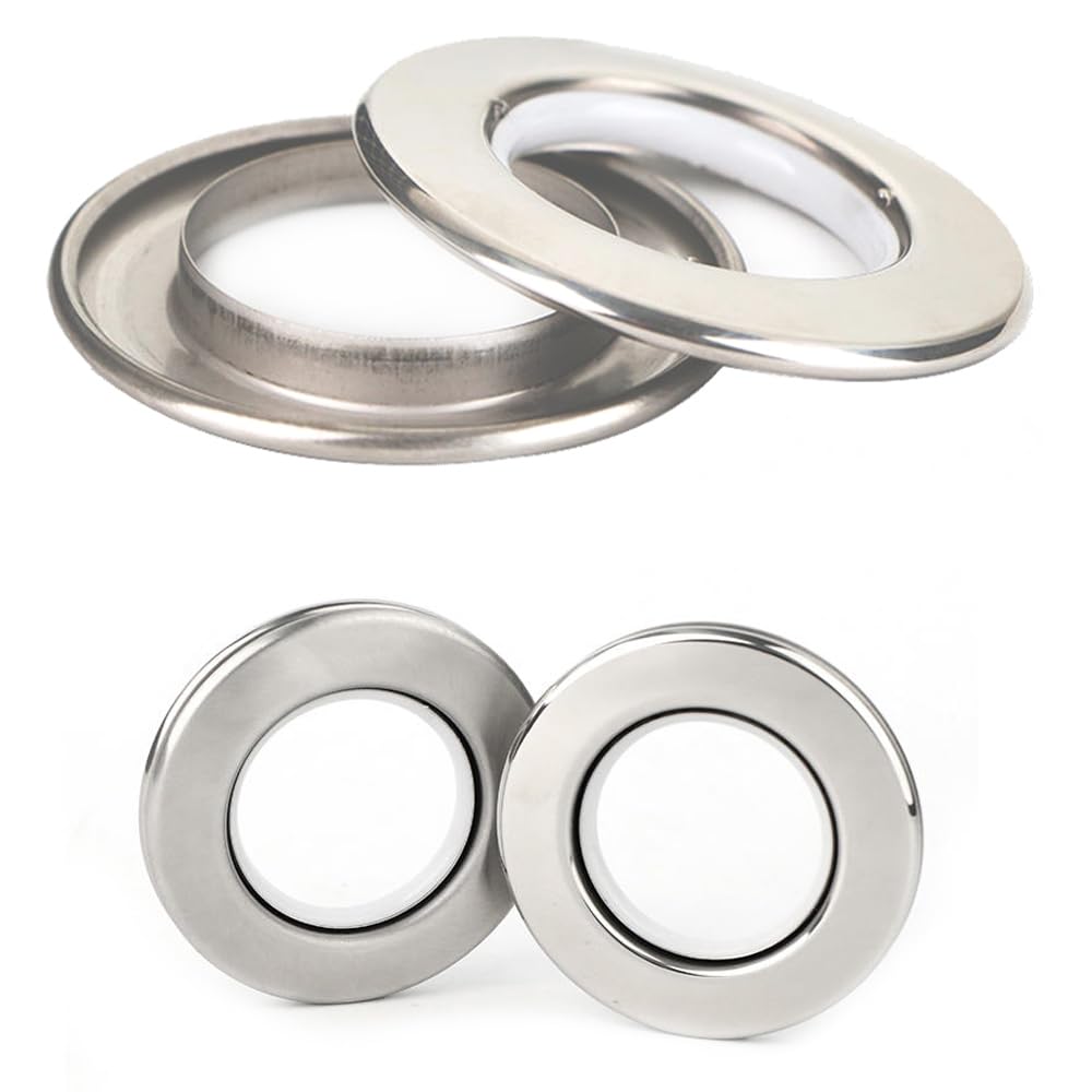 Kuasting Stainless Steel Curtain Grommets Eyelet Rings Round Metal Rings Inner Diameter 1-9/16 inch Roman Ring Grommet Curtains Set of 10 (10)