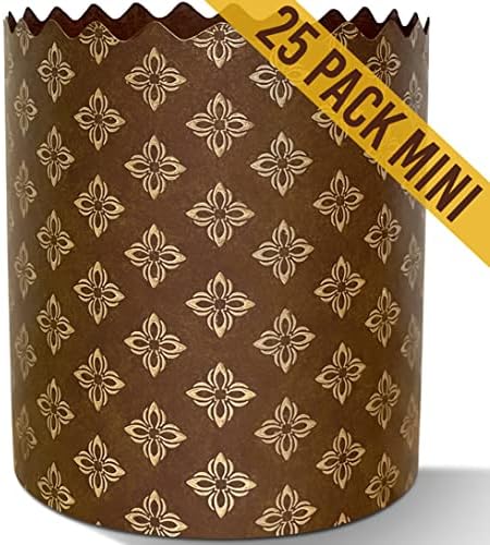 Forms for Easter Bread Paper Mold - 3.5 oz Elegant Mini Panettone Paper Mold - Small Round Kulich Mold - Oven Freezer Safe Easter Bread Molds for Baking - Disposable Panettone Baking Cups Set of 25