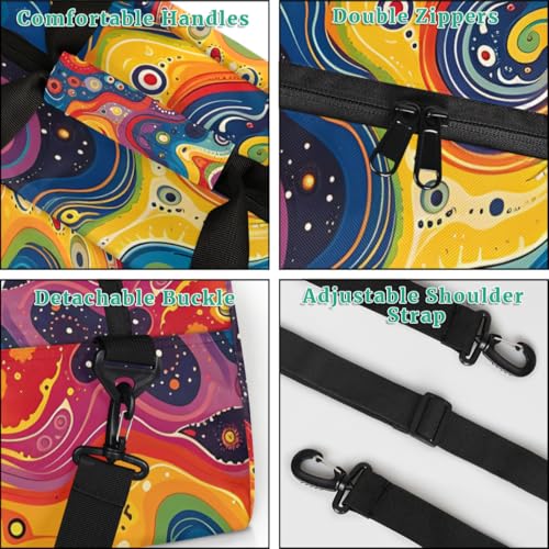 Fluid Print Gym Travel Duffle Bag for Women & Men with Front Zipper Pocket for Sports, Overnight, Weekender, Carry On,Workout & Dance Bag,18.9 * 8.7 * 10.6 in3