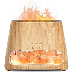 Lampara De Sal Y Aceites Esenciales SALKING 2-in-1 Humidificador Aceites Esenciales & Lámpara de Sal del Himalaya Natural, Difusor Ultrasonico de Aceite Esenciales con 3 Brillos, Lámpara de Terapia de Sal, 150 ml (Grano de Madera)