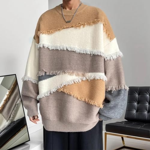 Casual Dress Pullover Sweater Loose Fit Contrast Fringe Soft Glutinous Sheep Knitted Casual Dress Pullover3