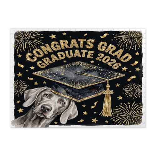 Rompecabezas de perro Weimaraner con diploma, decoración emotiva de graduación en 500 piezas