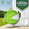 tillvex Avvolgitubo 30+2m | da Parete e tubo da giardino | Girevole di 180° | Scatola con Riavvolgimento Automatico con Sistema di Blocco