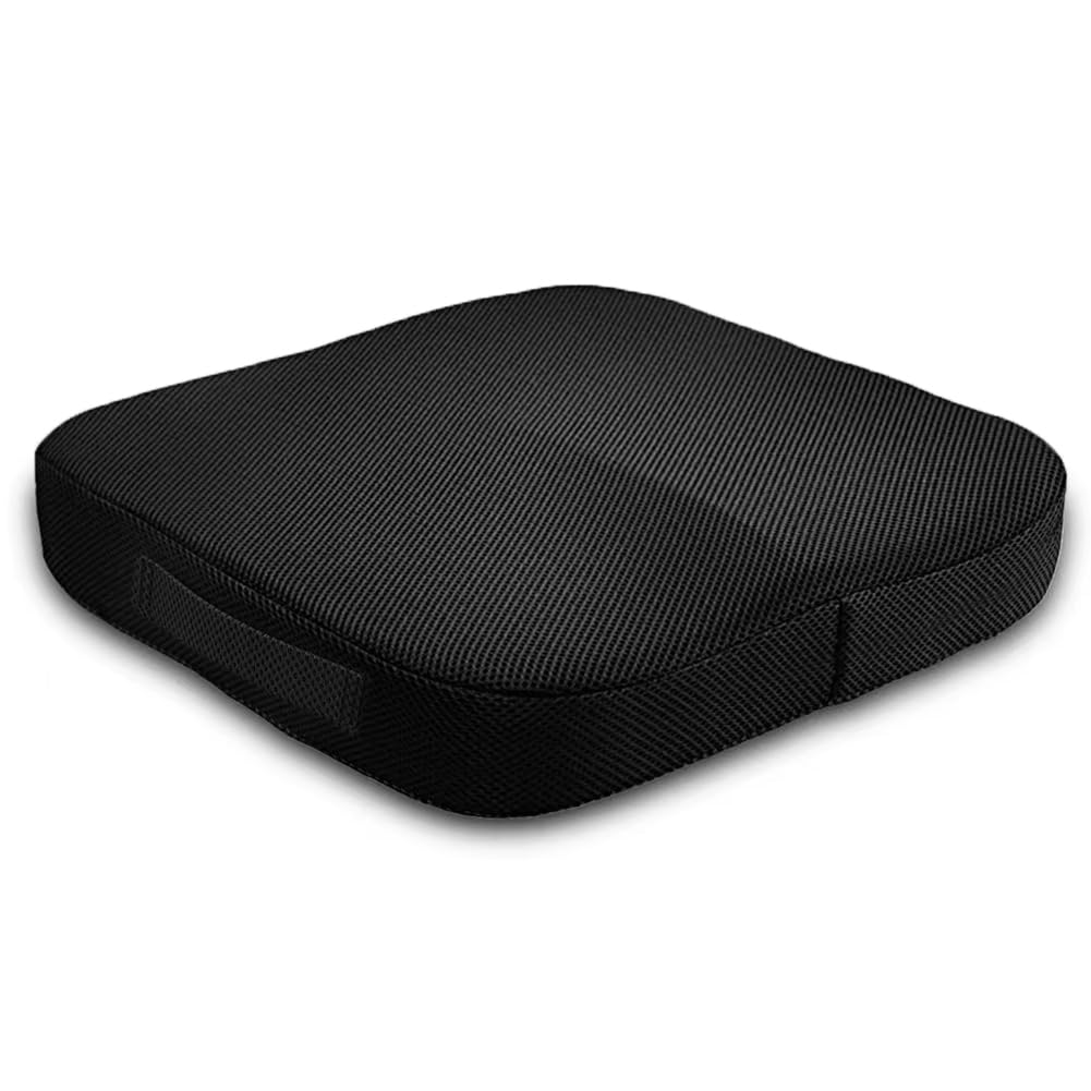 Seat Cushions for Office Chairs，Portable Memory Foam Seat Cushion for Home Office Chair Pad，Car Seat, Wheel Chair Cushion,Coccyx Non Slip Bottom with Carry Handle Washable Cover (Black)