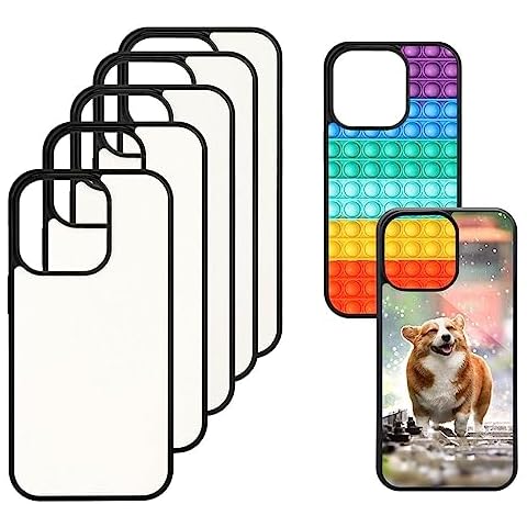 [10 Pack] Innosub Sublimation Phone Cases Compatible with iPhone 13 Pro MAX - Rubber Black Blank Dye Cases and Aluminum Inserts for Dye Sublimation/Printable Phone Cover Blanks Cover