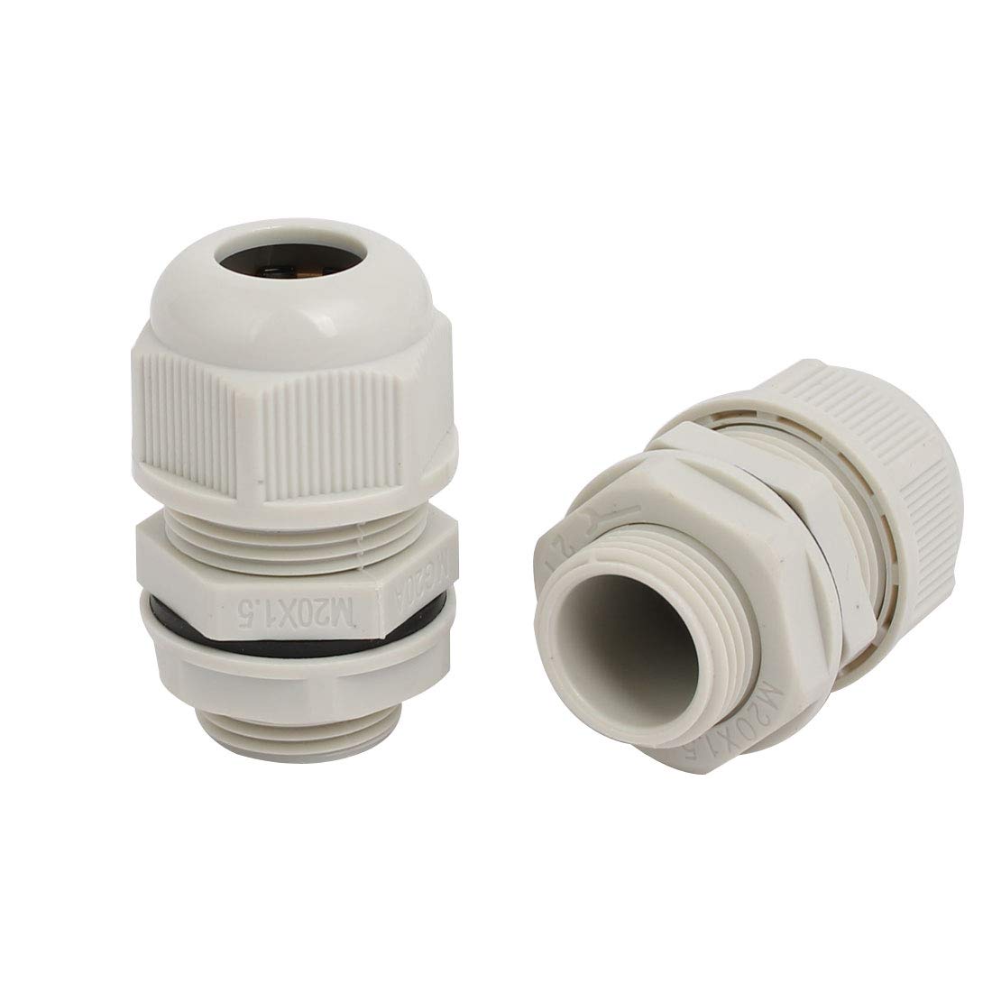 Aexit M20x1.5mm 3mm-5.2mm Transmission Range Nylon 3 Holes Adjustable Cables Gland Gray 5pcs