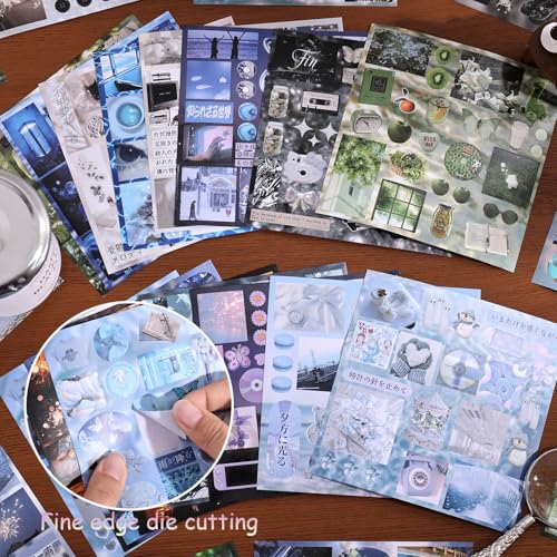 Image of Girl's Japanese Retro Sticker Book, Nostalgic Theme - 700+ Japanese dreamcore Style Glitter Stickers, for DIY Scrapbooking Journaling Handbook Decoration