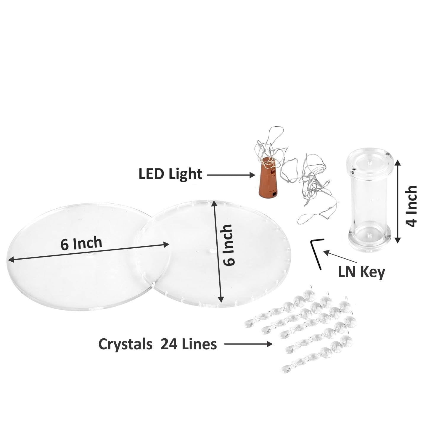 OM KRAFT Acrylic Cake Spacer with Crystal Beads & LED Lights - 6 Inch Round Clear Cake Separator Stand for Tiered Cakes, Wedding Cakes, Birthday & Party Decoration (6 x 4 Inch) 2
