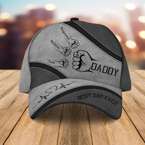Custom Best Dad Fist Bump Cap, Dad Cap, Best Dad Ever Cap, Best Dad Ever Hat, Personalized Father's Day Hat Gifts for Dad, Cap with Dad's Name and Kid's Names, Dad's Team4