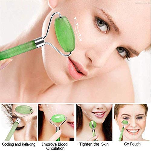 RutviRoshan Natural Jade Face Massager Roller & Facial Massage Beauty Tool for Face Neck Toning, Firming & Serum Application 4