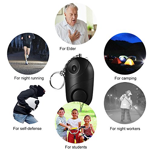 KKmoon Alarme pessoal 120-130dB Som de Emergência Auto-Defesa Alarme de Segurança Chaveiro Lanterna