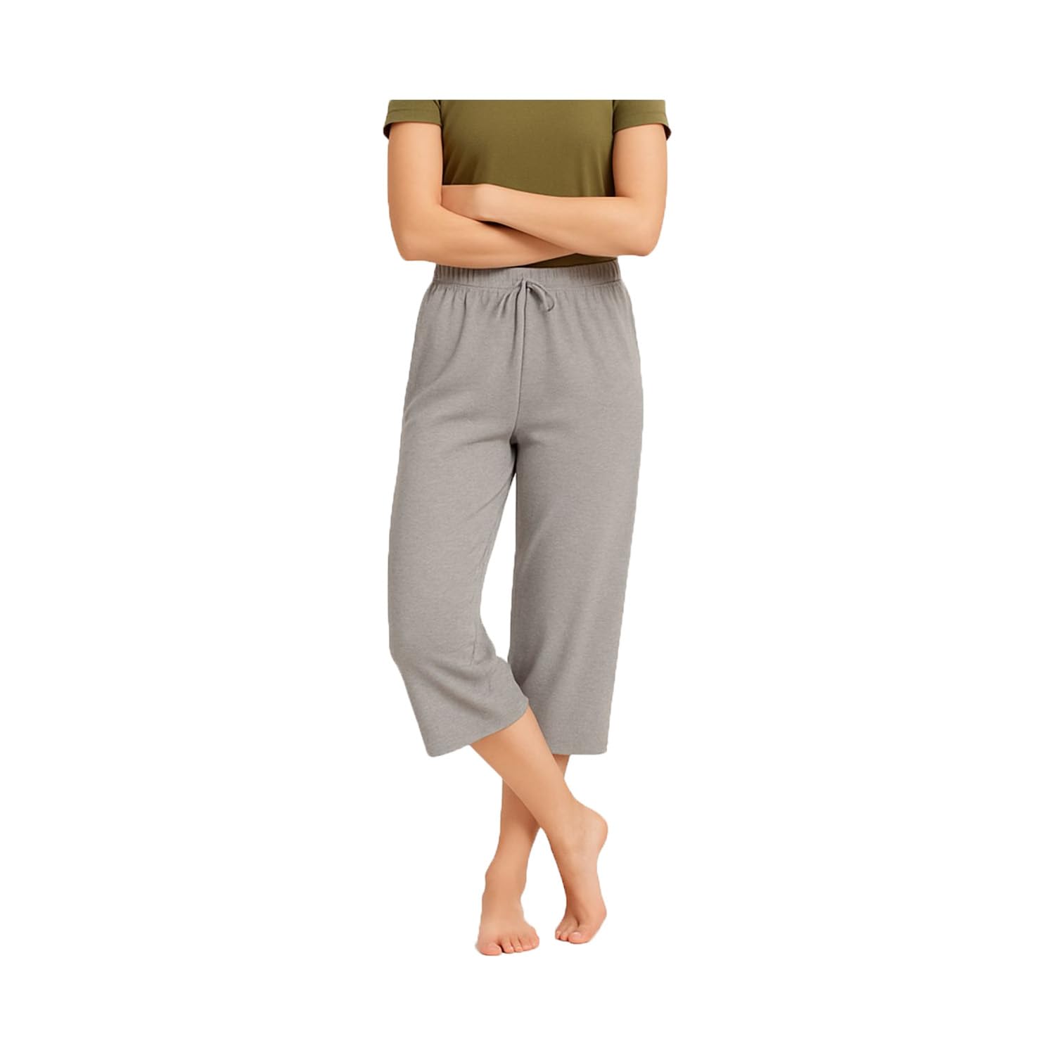 Women's Mid Waisted Capri Pants Casual Wide Leg Pants, Loosefit Soft Pyjama Pant-picture-36