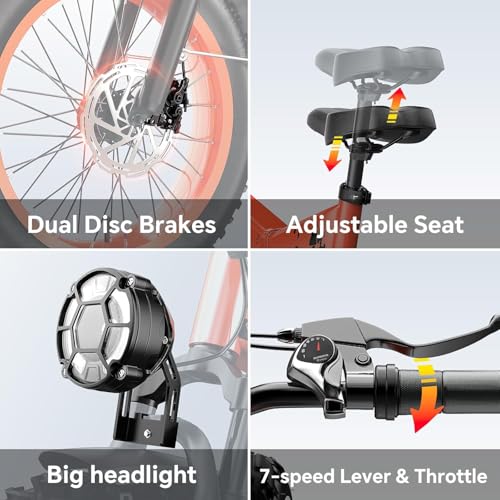 Image of 1500W Folding Electric Bike for Adults, 52V 20AH Large Removable Battery E Bike, 30+MPH, 80 Miles Max Range, 20 inch x4.0 Fat Tire Ebike, Dual Suspension Commute Electric Mountain Bicycle