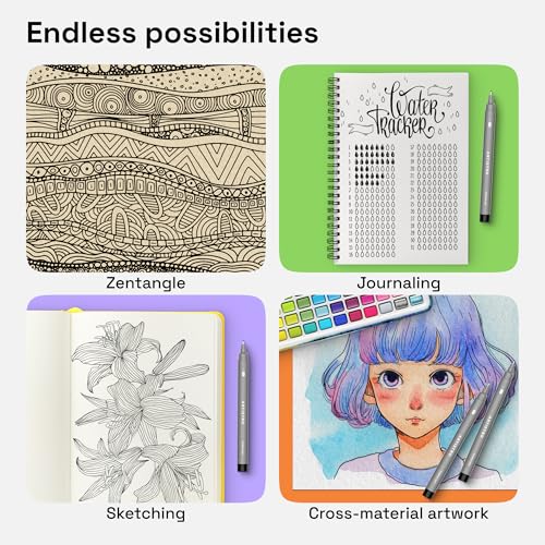 artistro set of 2 fineliner pens black micro pens for drawing waterproof archival ink ultra fine tip pen for illustration technical pen sketching writing drawing journaling pair of fine tip