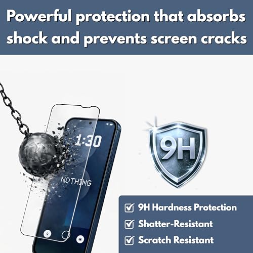 Image of Edge-to-Edge Full Screen Coverage Military-Grade Gorilla Tempered Glass for Nothing Phone 1, 9H Hardness, Anti-Scratch, Bubble-Free, Face ID Compatible, Case Friendly Black with Kit