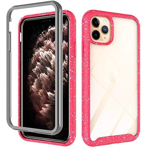 iBarbe Clear Cases Compatible for Apple iPhone 11 PRO 5.8 Inch,[Enhanced Hand Grip] Slim Hybrid Hard PC Back Crystal Clear Transparent Cover Silicone Rubber Bumper Drop Protection Anti-Scratch (Red) Cover