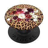 Burgundy Marsala Flower Floral Leopard Cheetah Pattern Gift PopSockets PopGrip: Swappable Grip for Phones & Tablets