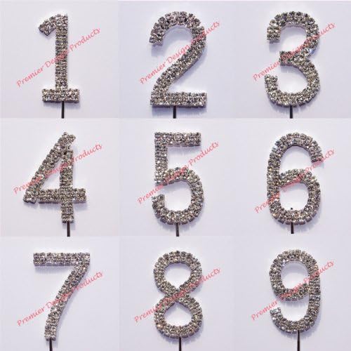 Number Cake Topper Diamante Rhinestone Anniversary Birthday Toppers Decoration Number 6