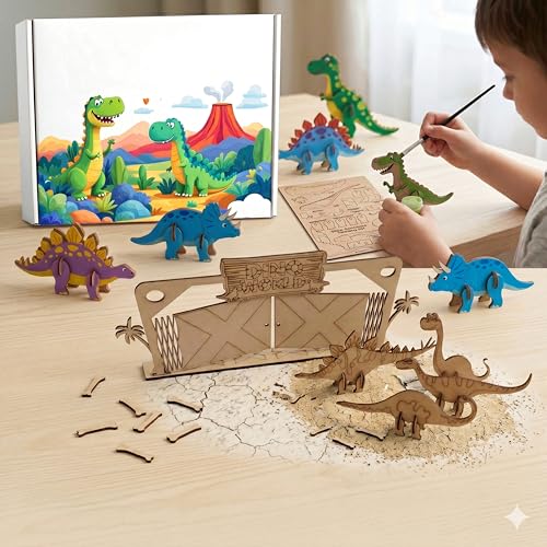 Image of BAGJI TOYS Parent Wooden Painting Craft Kits for Kids (Jurassic Park)