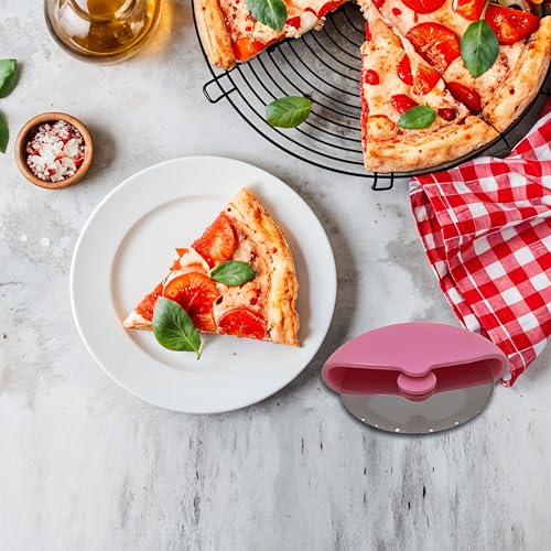 Image of Pizza Cutter Roll Cutting Wheel Pizza Cutter, Sandwich Cutter for Home - RA076 - Pink