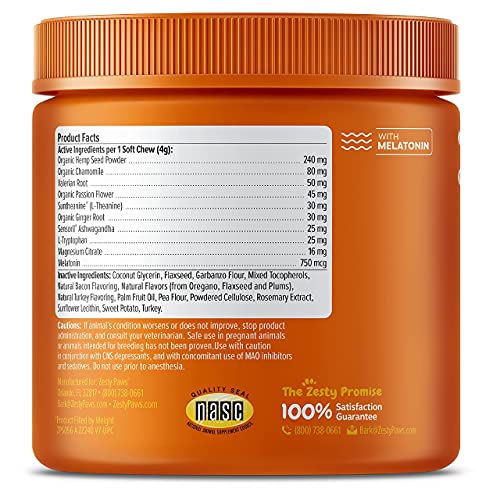 Zesty Paws Calming Bites For Dogs - Anxiety Composure Relief With Suntheanine + Omega Bites Soft Chews - With Alaskomega For Epa & Dha Omega-3 Fatty Acids To Support Normal Skin Moisture #TOP2