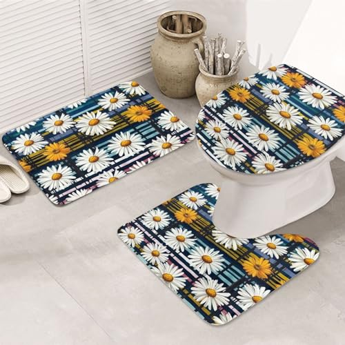 Tapis de bain super doux absorbant lot de 3 lavable motif rayures