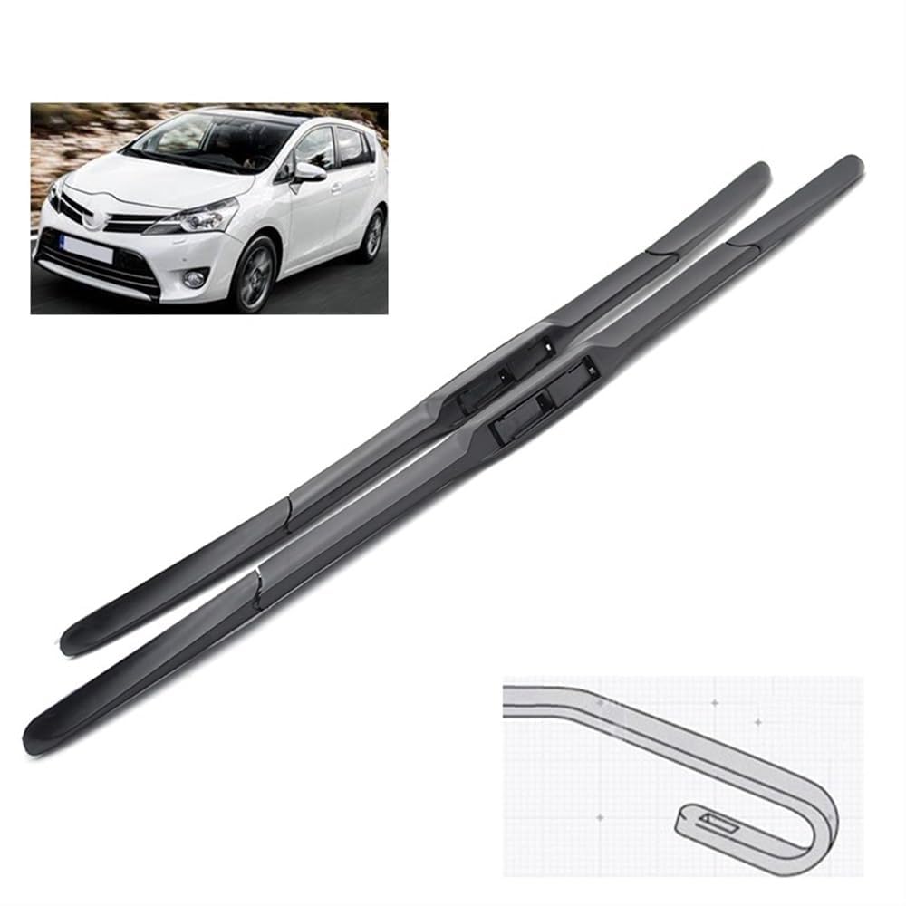 Essuie-glaces pour Toyota Verso 2009-2019 balais de remplacement silencieux avec bras arrière