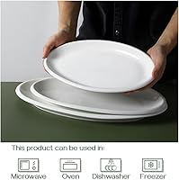 Vista 3 de DOWAN Large Serving Platter, 16"/14"/12" Oval Platters Oven Safe, White Serving Plates for Wedding Decor, Ceramic Serving Dish for Entertaining