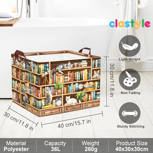 Image of Clastyle Cat Book Shelf Basket for Reading Room Collapsible Toy Gift Kid Storage Basket Baby Clothes Organizer Nursery Bin