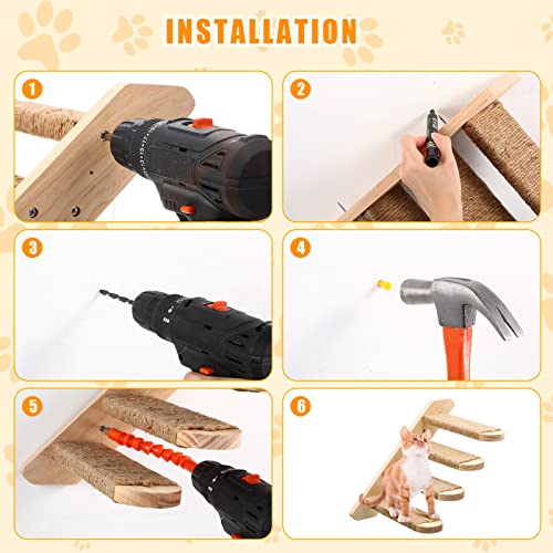 Escalera para gatos de pared de madera, 2 unidades miniatura 4