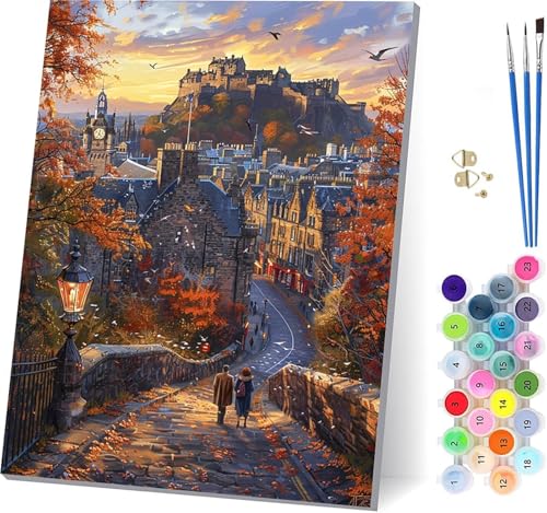 Pintar por Numeros Adultos Paisaje, Pintar por Numeros Parejas, DIY Paint by Numbers Adult Kit con Pinceles y Pigmento, Paint by Numbers Para Cuadros Decoracion Salon Modernos Regalo 100x135cm D-7558