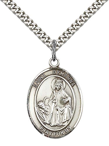 F A Dumont Sterling Silver St. Dymphna Pendant with 24