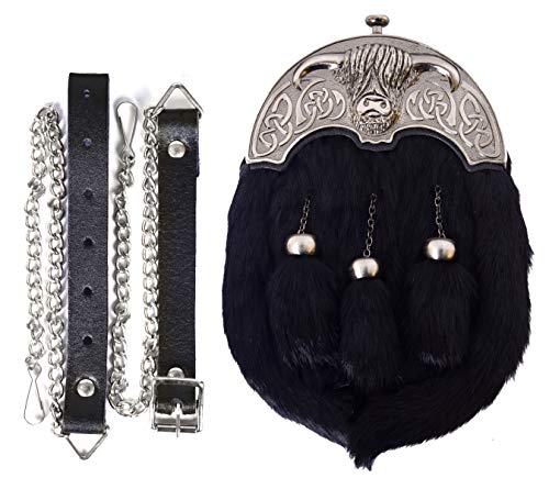 Scottish Hand Made Geuine Leather Full Dress Sporran for Kilts-Sporran for Men-Kilt Aceessory