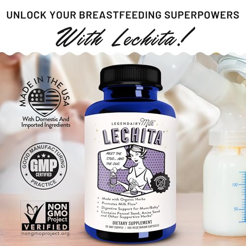 Image of Legendairy Milk Lechita, Supports Milk Flow, Organic Fenugreek Free Breastfeeding Supplement, Organic Fennel & Anise, Made in USA, 180 Vegan Capsules