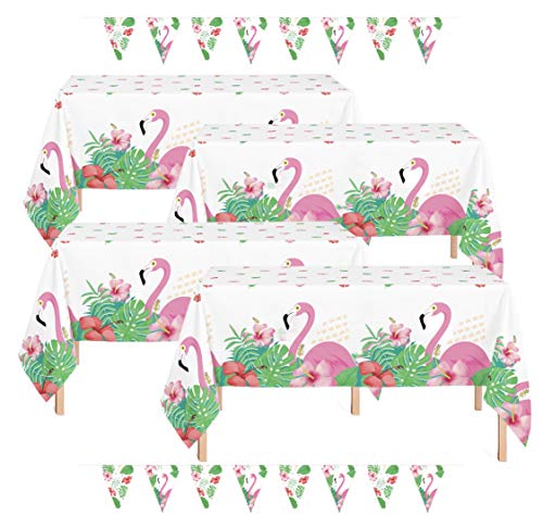 Pacote com 4 capas de mesa de flamingo | Ideal para artigos de festa de flamingo | Decorações de fes