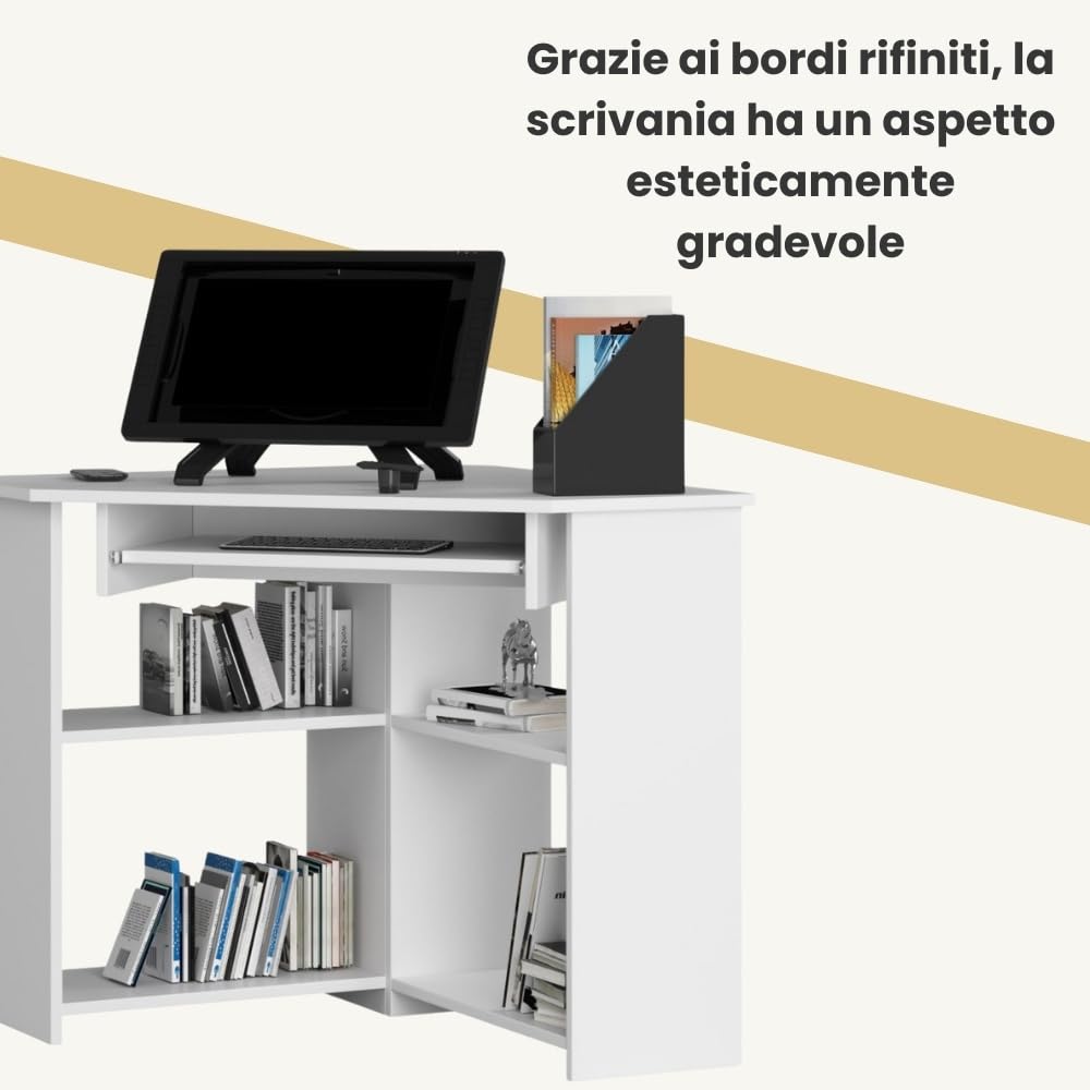 Homieasy Scrivania Angolare A L Con Cassetto, Supporto Monitor, Prese E Luci LED – 122 Cm, Per Ufficio E Gaming - 4