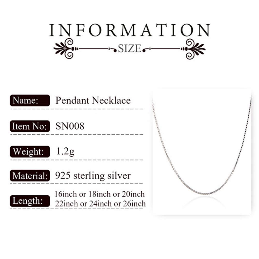 LGSY 925 Sterling Silver Box Chain Necklace for Women, Design Strong Thin Chain for DIY Jewelry Making