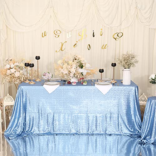 Eternal Beauty Sequin Tablecloths Rectangle Baby Blue 127 x 203 cm for wedding Halloween Chrismas Party Banquet Year’s Day