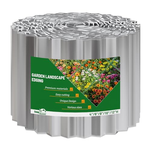 SnugNiture Corrugated Metal Garden Edging,6\" x 20\' Sturdy Lawn Edging Border,Landscape Edging Border for Lawn, Flower Bed,Garden and Yard