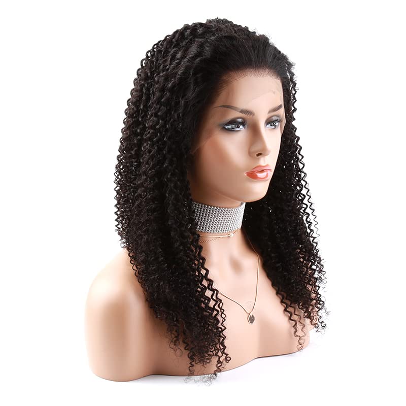 Bella Hair 130% Density Full Lace Human Hair Wigs Kinky Curly, Glueless Remy Virgin Human Hair Wig for Black Women, Dyeable Natural Color 20inch