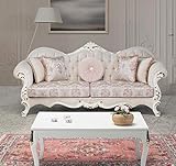 Larghezza: 91 cm Casa Padrino tavolino Barocco di Lusso Bianco/Oro 91 x 63 x A. 42 cm - Tavolo da Salotto in Legno massello in Stile Barocco - Mobili da Salotto Barocco