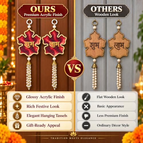Image of Akaar Decor Artificial Marigold Door Hanging Toran | Diwali Decoration Items for Home Decor| Festive Decor| Office Decor| -(L:Approx. 2.5ft) (Acrylic Shubh Labh Red)