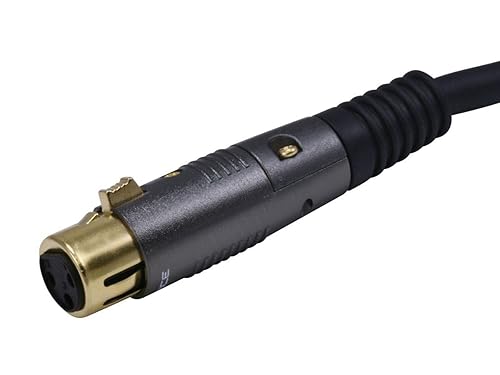 Miniatura 24 de Monoprice - Serie de conectores XLR macho a XLR hembra, 100 pies, color negro y chapado en oro, conductores de alambre de cobre de 16 AWG
