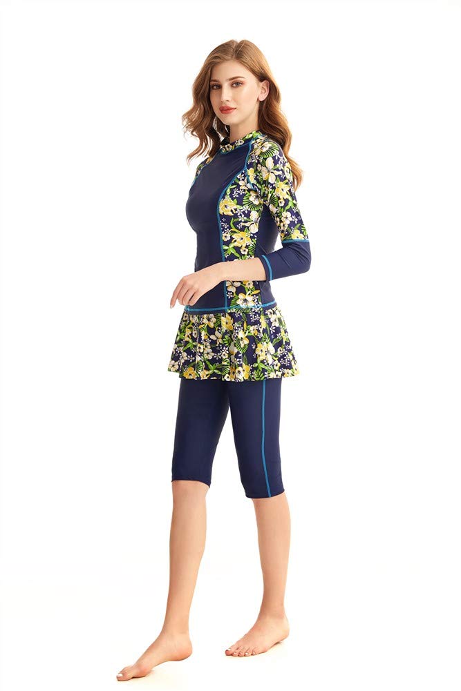 Conjunto de traje de baño con falda larga mujer y rash guard surf 8