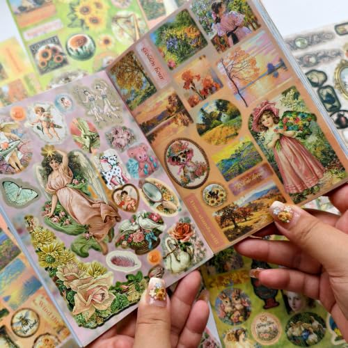Image of Vintage Garden Sticker Book for Scrapbooking Supplies | Floral Ephemera & Planner Stickers for Junk Journal Kit- Scrapbook Stickers for Journals, Albums