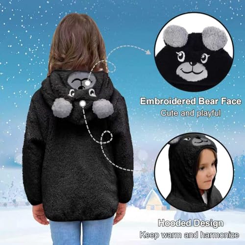 Image of Toddler Girls Boys Fleece Hoody Jacket Zip Up Teddy Coat Warm Winter Outwear