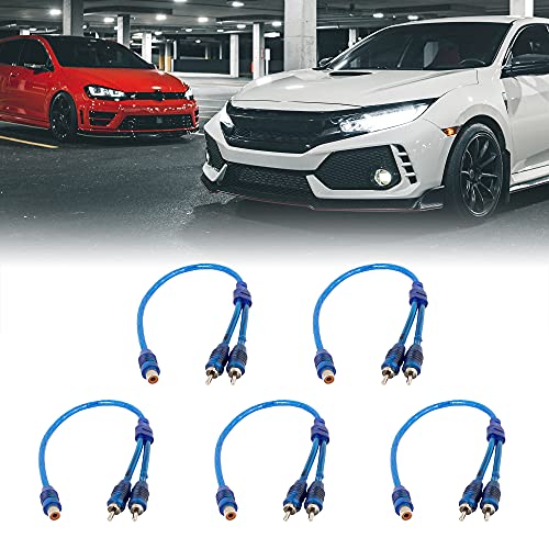 Uxcell 5 Pcs Rca Female To 2 Rca Male Adapter Splitter Cable Wire Connector 12 Long #TOP1