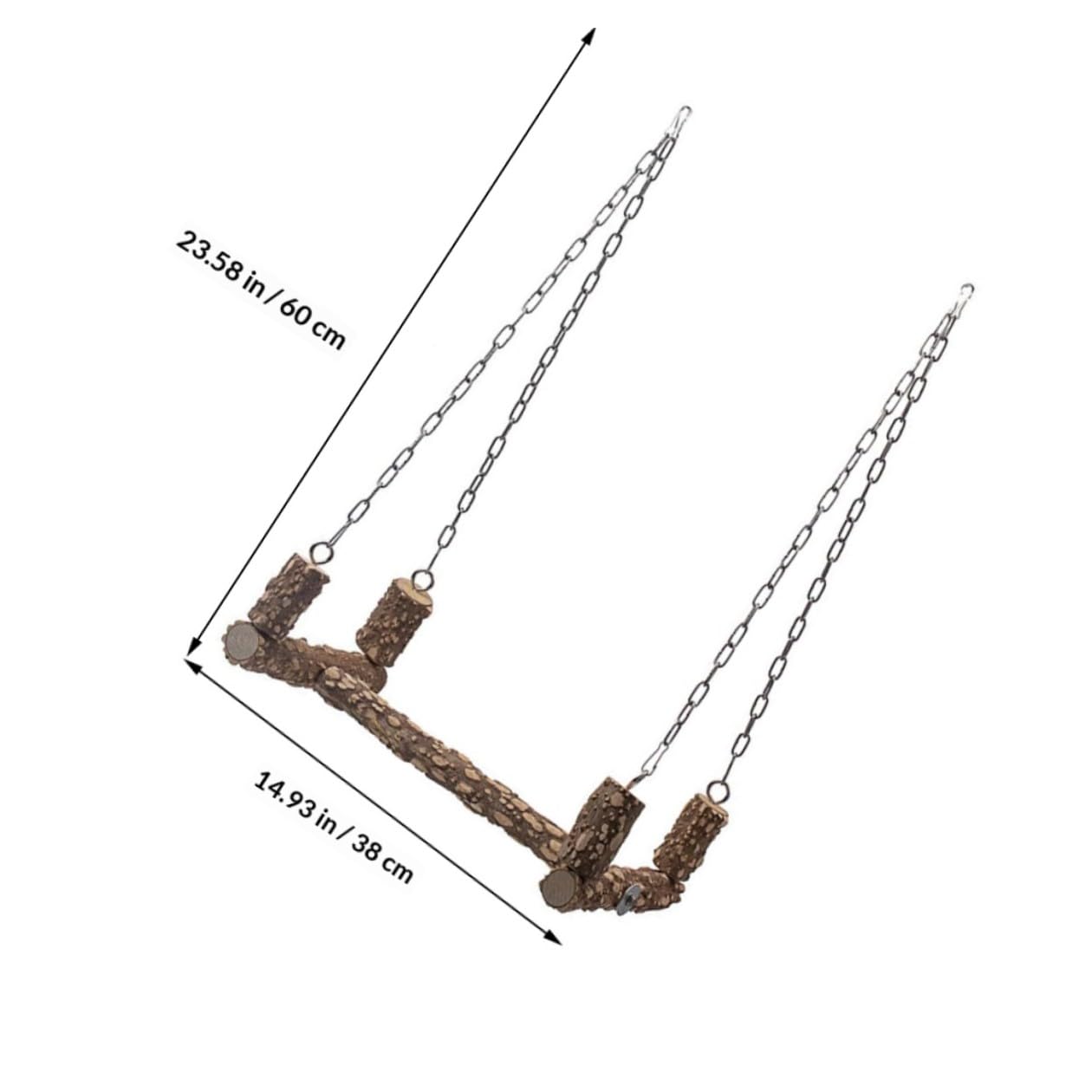 HANABASS Altalena per Pappagalli in Legno e Acciaio Inox Marrone, Accessorio per Gabbia Uccelli, per Addestramento e Interazione Pappagalli Colore Casuale