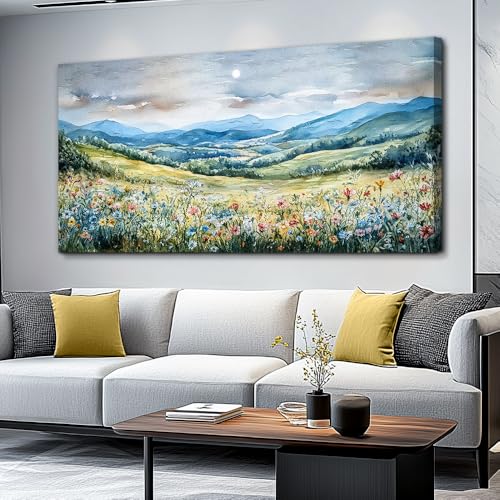 PHAOHUAXM Large Canvas Wall Art Decor For Living Room Wall Decor For Bedroom Field Scenery Watercolour Wall Painting Room Office Decorations Printing Artwork Picture Home Decoration Mural 30x60 In