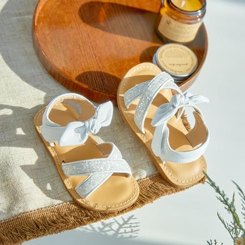 Image of Kolan Toddler Girl Sandals Open Toe Flat Princess Dress Shoes Little Kids